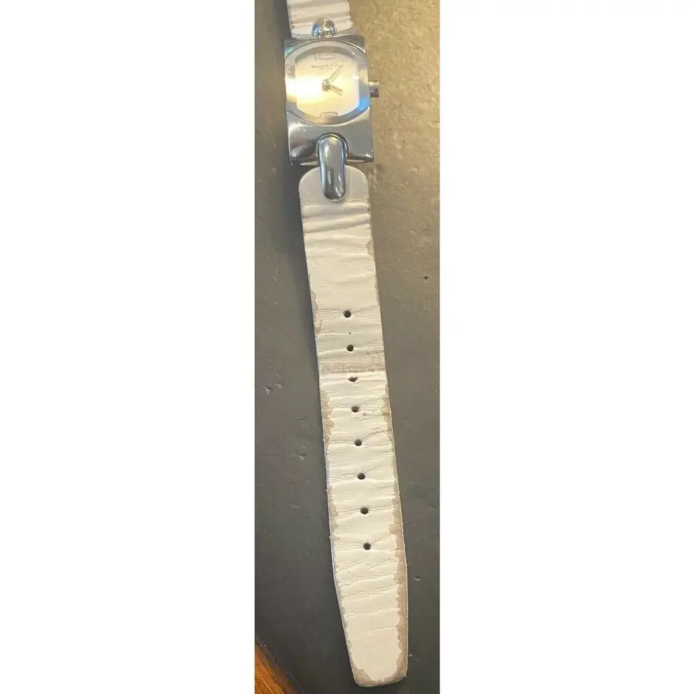 Women's 17mm silver Tone Kenneth Cole New York Watch, White Leather Band